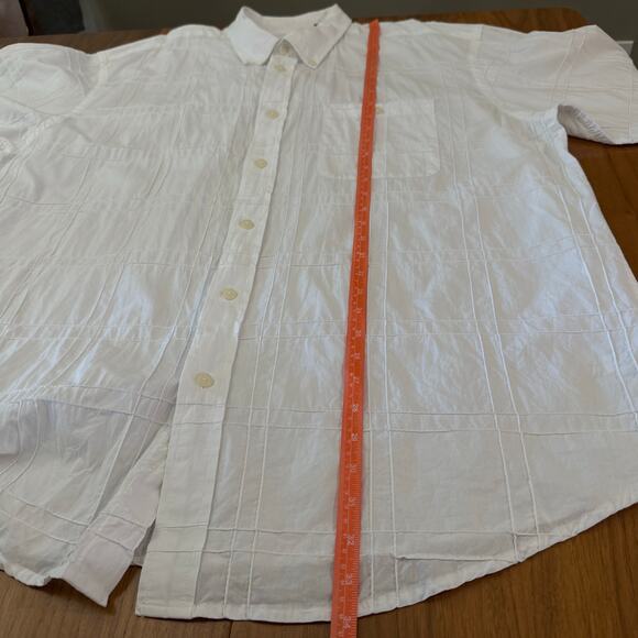 Orvis Cotton Shirt Size XXL White Button Down Sewn Squares Long Sleeve Pockets - Picture 7 of 10